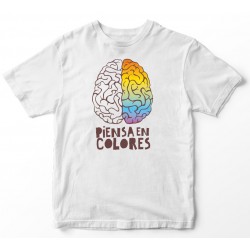 Camiseta blanca Piensa en colores unisex