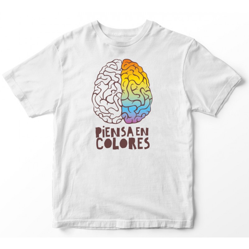 Camiseta blanca Piensa en colores unisex