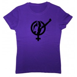 Camiseta lila Símbolo Feminista Mujer Puño